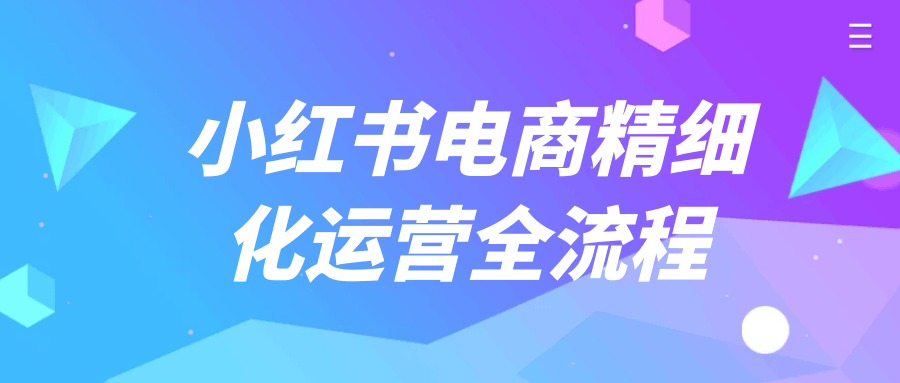 小红书电商精细化运营全流程 - 来及网络