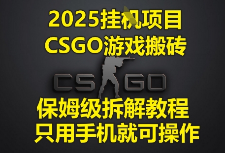 2025挂G项目，CSGO游戏搬砖，保姆级拆解教程，只用手机就可操作【揭秘】 - 来及网络