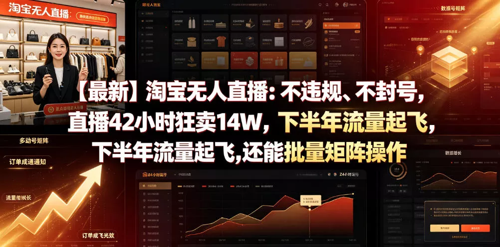 【最新】淘宝无人直播：不违规、不封号，直播42小时狂卖14W，下半年流量起飞，还能批量矩阵操作【揭秘】 - 来及网络