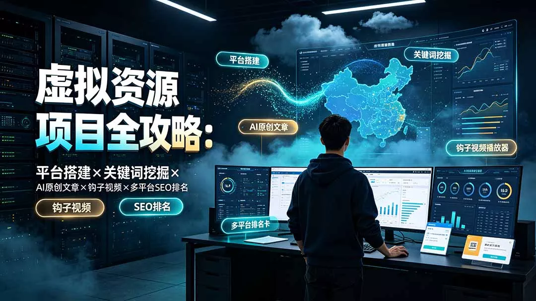 虚拟资源项目全攻略：平台搭建×关键词挖掘×AI原创文章×钩子视频×多平台SEO排名 - 来及网络