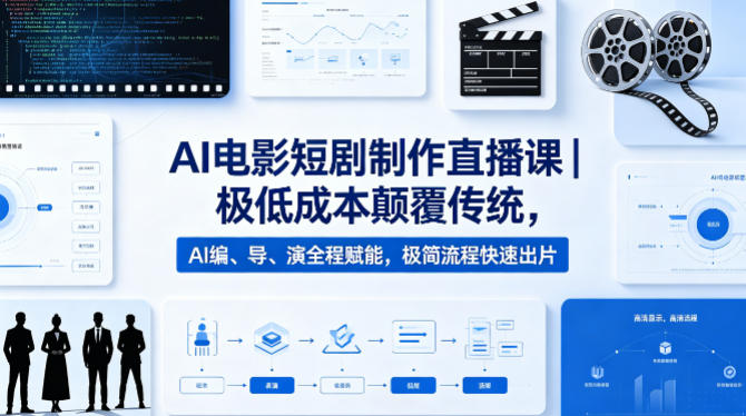 AI电影短剧制作直播课｜极低成本颠覆传统，AI编、导、演全程赋能，极简流程快速出片 - 来及网络