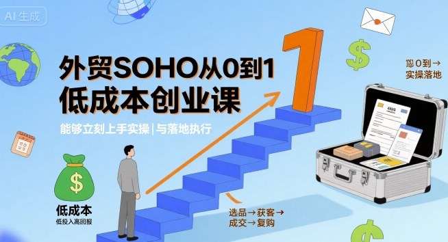 外贸SOHO从0到1低成本创业课，能够立刻上手实操与落地执行 - 来及网络