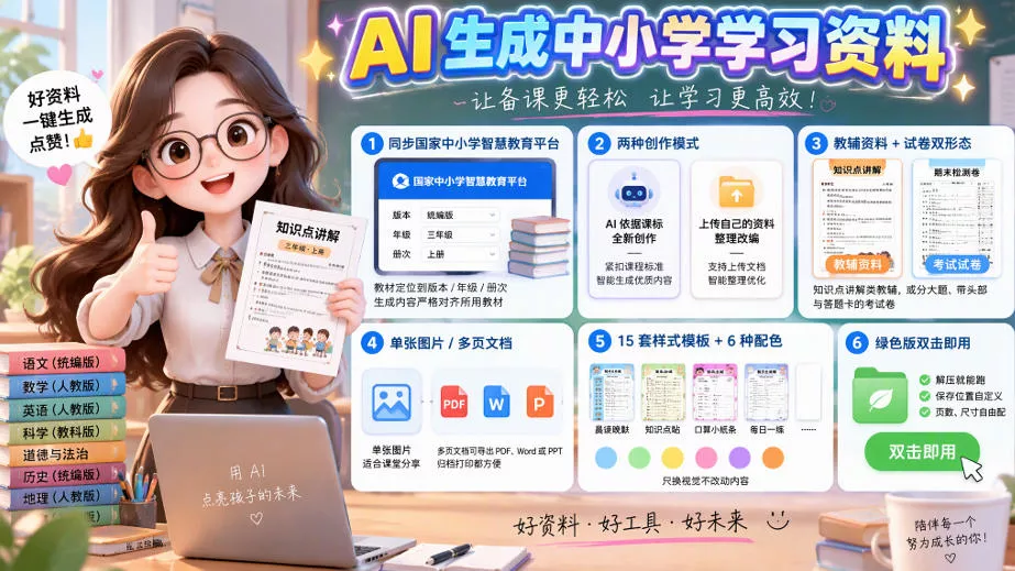 孩子的教辅别再乱买了：同步国家中小学智慧平台，AI一键生成图文教辅和试卷 - 来及网络