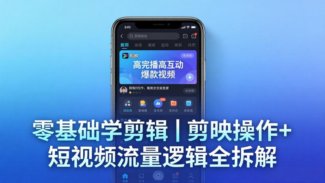 【零基础学剪辑】剪映操作+短视频流量逻辑全拆解｜手把手教你剪出高完播高互动爆款视频 - 来及网络