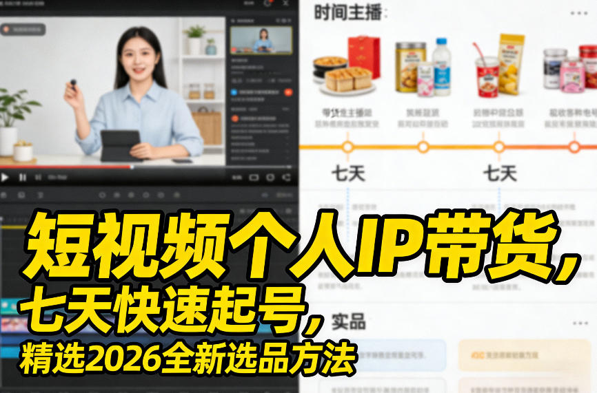 短视频个人IP带货，七天快速起号，精选2026全新选品方法 - 来及网络