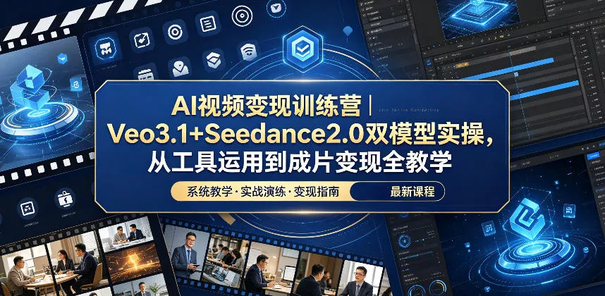 AI视频变现训练营｜Veo3.1+Seedance2.0双模型实操，从工具运用到成片变现全教学 - 来及网络
