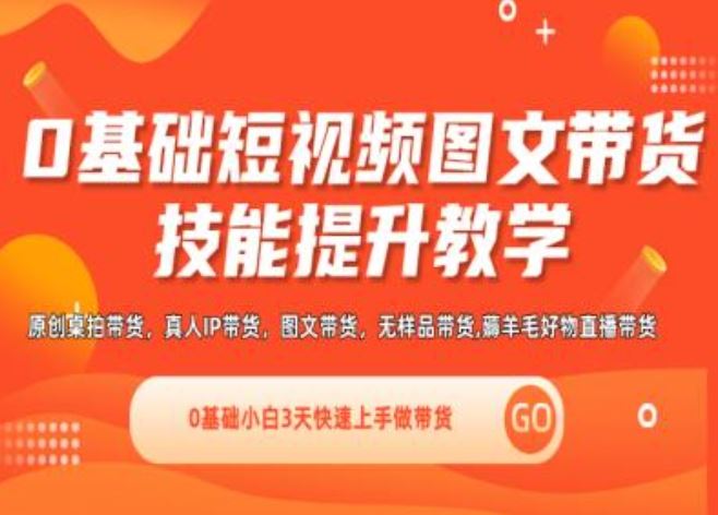 0基础短视频图文带货实操技能提升教学(直播课+视频课),0基础小白3天快速上手做带货 - 来及网络