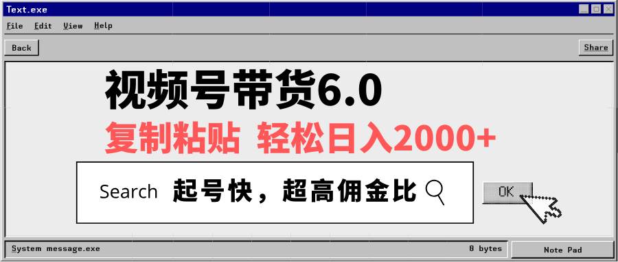 （14325期）视频号带货6.0，轻松日入2000+，起号快，复制粘贴即可，超高佣金比 - 来及网络
