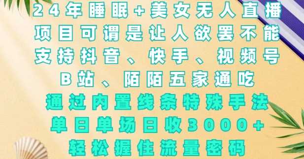2024年睡眠+美女无人直播，通过内置线条特殊手法，单场日收3k+，轻松握住流量密码【揭秘】 - 来及网络
