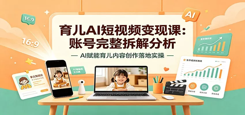 育儿AI短视频变现课：账号完整拆解分析，AI赋能育儿内容创作落地实操 - 来及网络