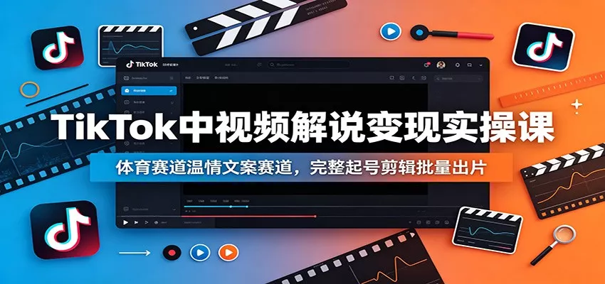 TikTok中视频解说变现实操课：体育赛道温情文案赛道，完整起号剪辑批量出片 - 来及网络