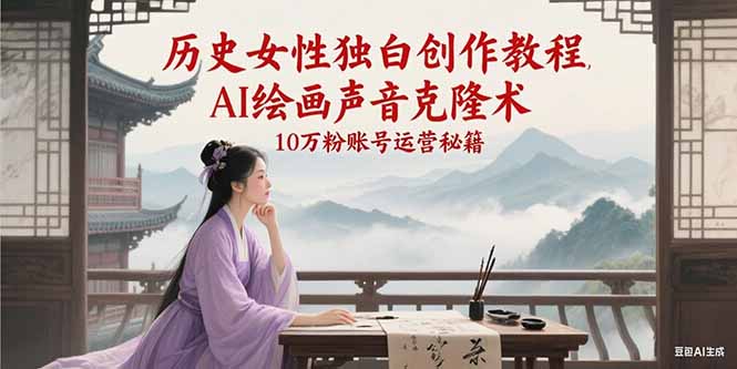 历史女性独白创作教程，AI绘画声音克隆术，10万粉账号运营秘籍 - 来及网络