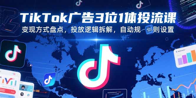 TikTok广告3位1体投流课，变现方式盘点，投放逻辑拆解，自动规则设置 - 来及网络