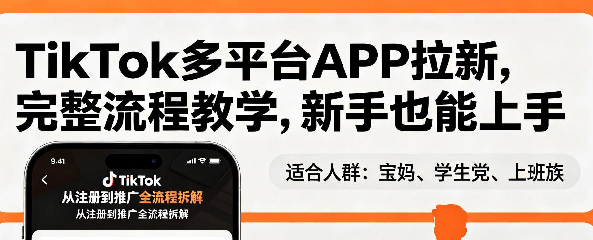 TikTok多平台APP拉新，完整流程教学，新手也能上手，轻松出海搞美金 - 来及网络