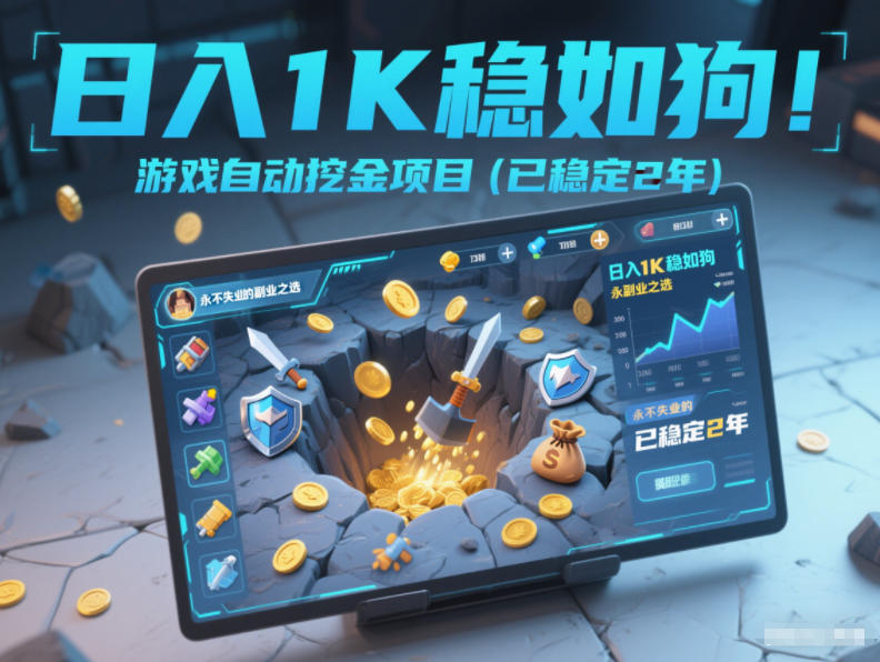 日入1K稳如狗！游戏自动挖金项目(已稳定2年)，永不失业的副业之选【揭秘】 - 来及网络