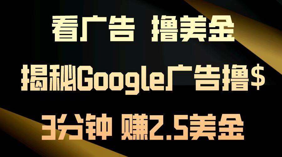 （13114期）看广告，撸美金！3分钟赚2.5美金！日入200美金不是梦！揭秘Google广告… - 来及网络