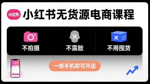 小红书无货源电商课程，不拍摄不露脸不用囤货，一部手机即可开店 - 来及网络