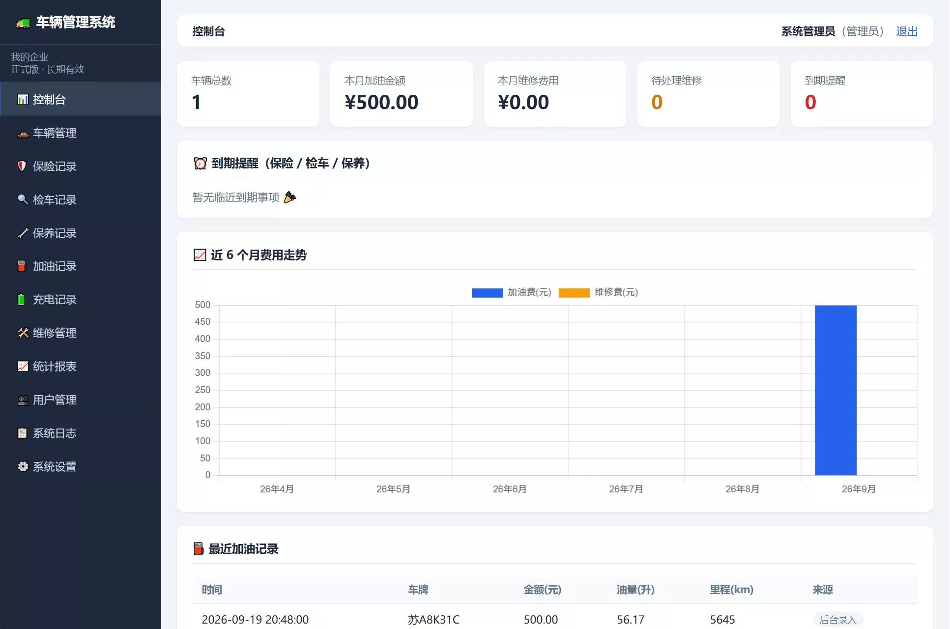 车辆管理系统网站源码 - 来及网络