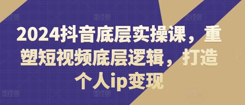 2024抖音底层实操课，重塑短视频底层逻辑，打造个人ip变现 - 来及网络