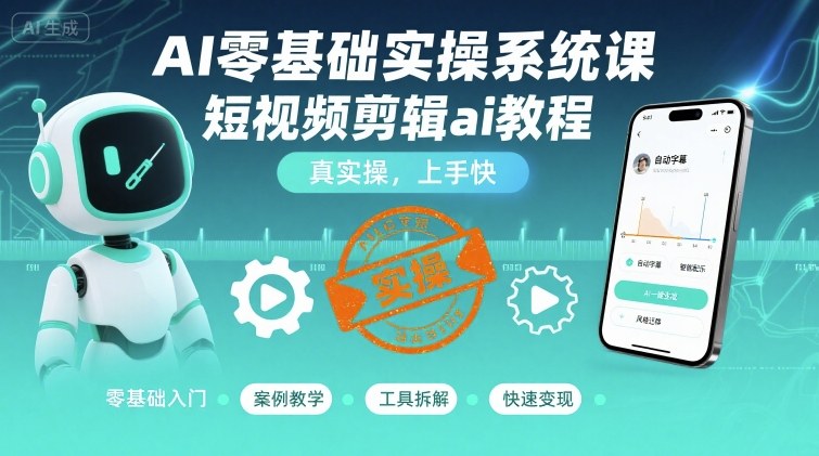AI零基础实操系统课，短视频剪辑ai教程，真实操，上手快 - 来及网络