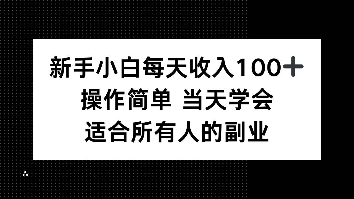 （15937期）新手小白每天收入100+，操作简单 当天学会 ，适合所有人的副业 - 来及网络