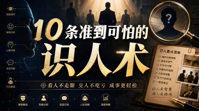 付费文章：10条准到可怕的识人术 - 来及网络
