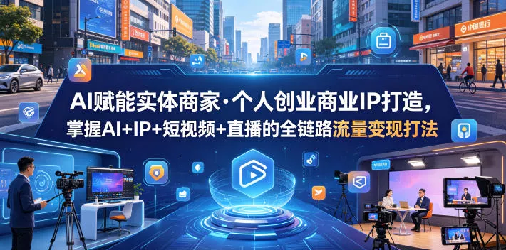 AI赋能实体商家·个人创业商业IP打造，掌握AI+IP+短视频+直播的全链路流量变现打法 - 来及网络