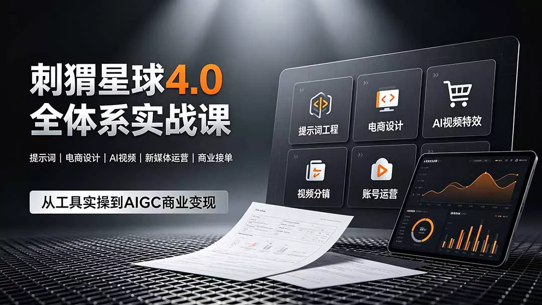 刺猬星球4.0全体系实战课，覆盖提示词工程、电商设计、AI视频特效与新媒体运营，一站式掌握AIGC商业核心技能 - 来及网络
