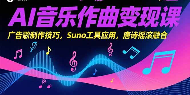 （15370期）AI音乐作曲变现课，广告歌制作技巧，Suno工具应用，唐诗摇滚融合 - 来及网络