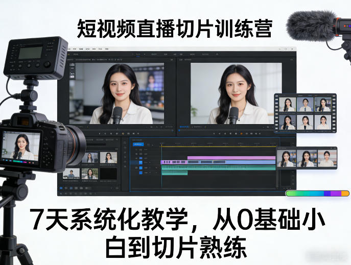 短视频直播切片训练营，7天系统化教学，从0基础小白到切片熟练 - 来及网络