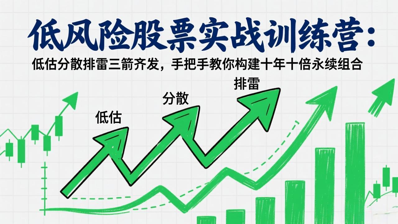 低风险股票实战训练营：低估分散排雷三箭齐发，手把手教你构建十年十倍永续组合 - 来及网络