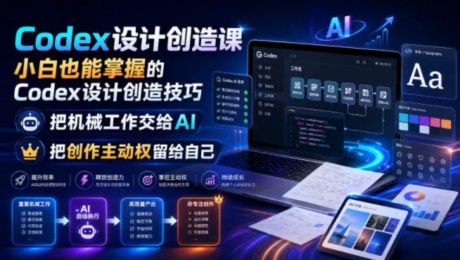 Codex设计创造课，小白也能掌握的Codex设计创造技巧，把机械工作交给AI，把创作主动权留给自己 - 来及网络