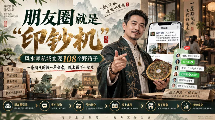 朋友圈就是“印钞机”，风水师私域变现108个野路子，一条朋友圈换一单生意，线上线下一起吃【文档】 - 来及网络