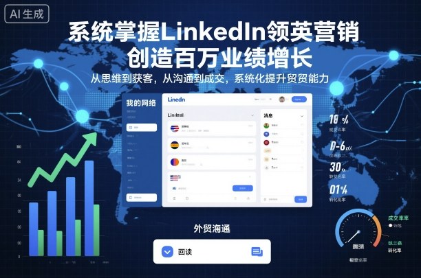 系统掌握LinkedIn领英营销，创造百万业绩增长，从思维到获客，从沟通到成交，系统化提升外贸能力 - 来及网络