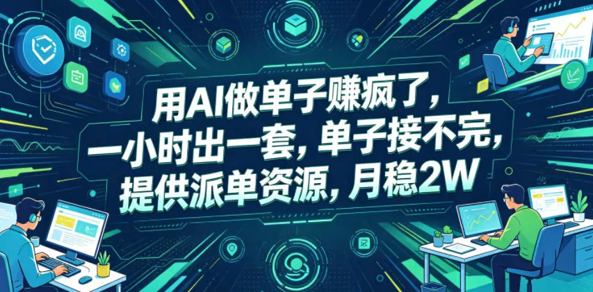 用AI做单子賺疯了，一小时出一套，单子接不完，提供派单资源，月稳2W【揭秘】 - 来及网络