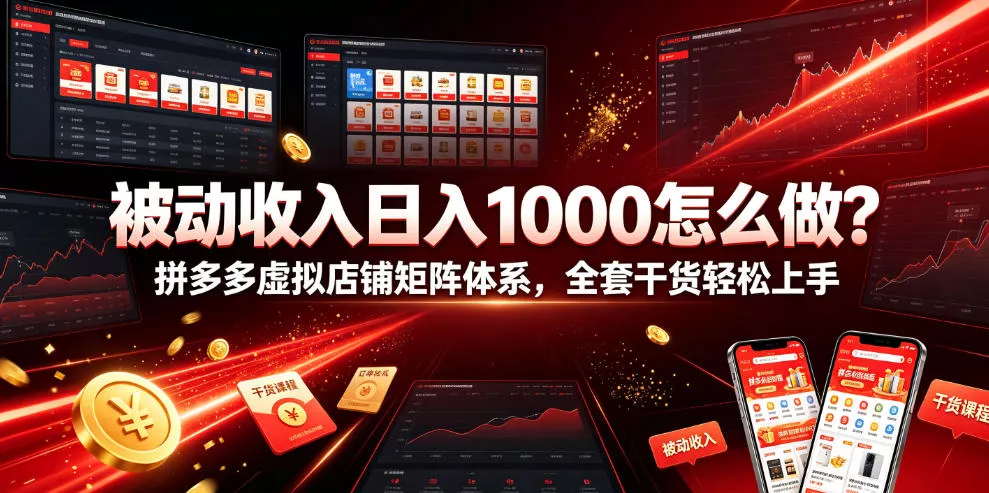 被动收入日入1000怎么做？拼多多虚拟店铺矩阵体系，全套干货轻松上手【揭秘】 - 来及网络