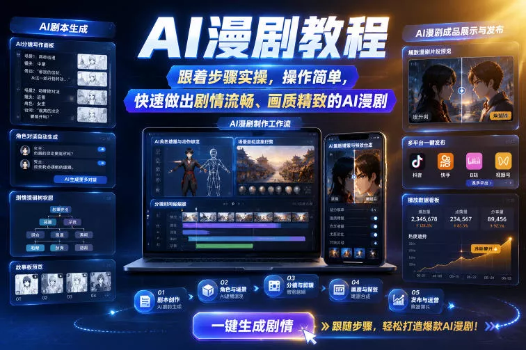 AI漫剧教程，跟着步骤实操，操作简单，快速做出剧情流畅、画质精致的AI漫剧 - 来及网络