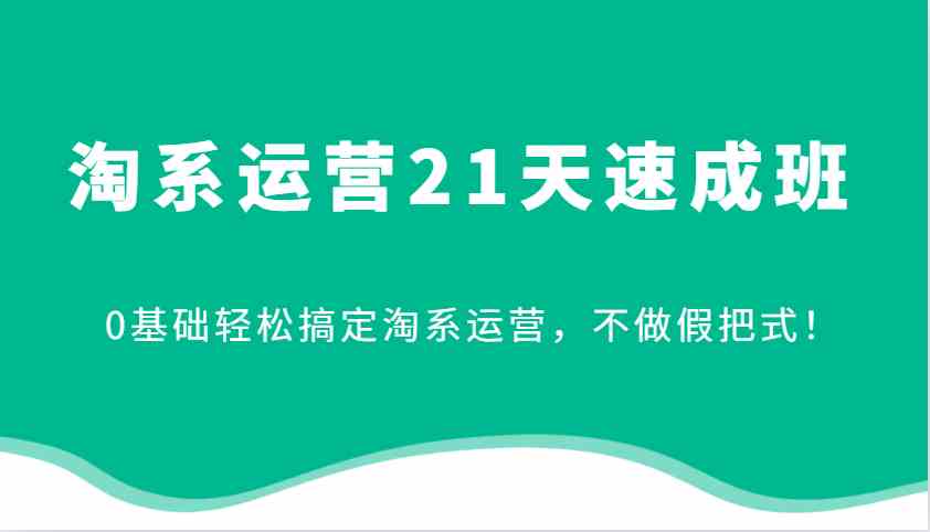 淘系运营21天速成班，0基础轻松搞定淘系运营，不做假把式！ - 来及网络