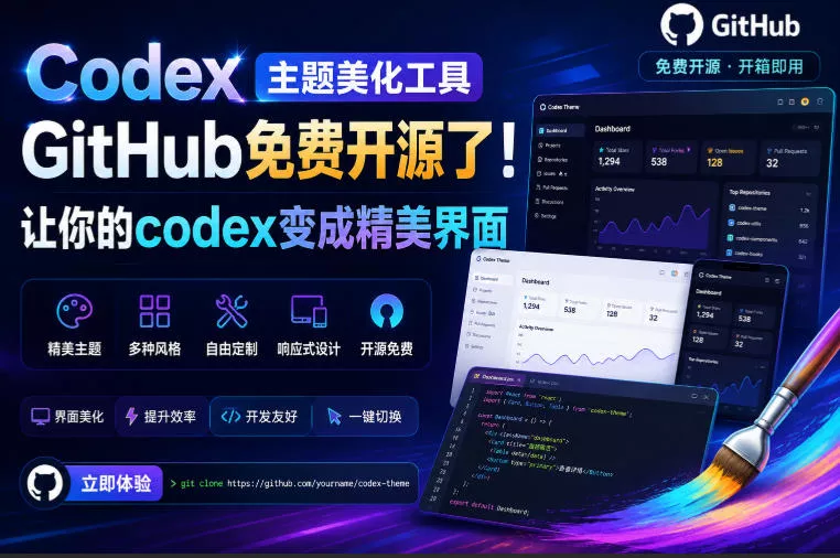 Codex主题美化工具，GitHub免费开源了！让你的codex变成精美界面 - 来及网络