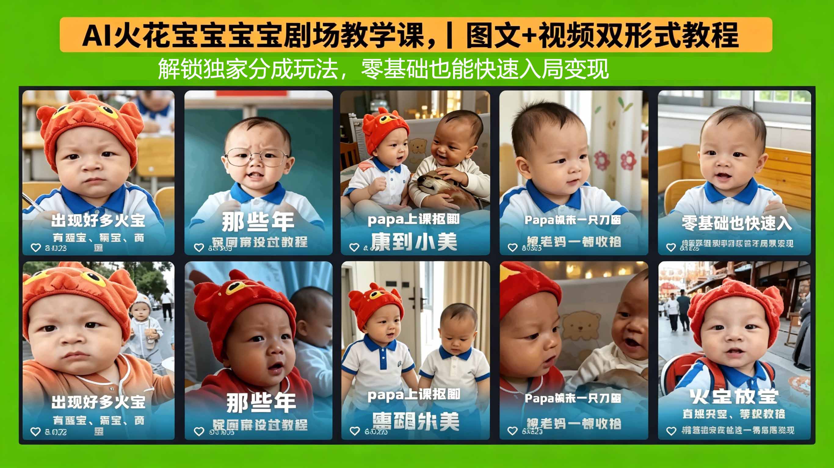 AI火花宝宝宝宝剧场教学课，图文+视频双形式教程，解锁独家分成玩法，零基础也能快速入局变现 - 来及网络