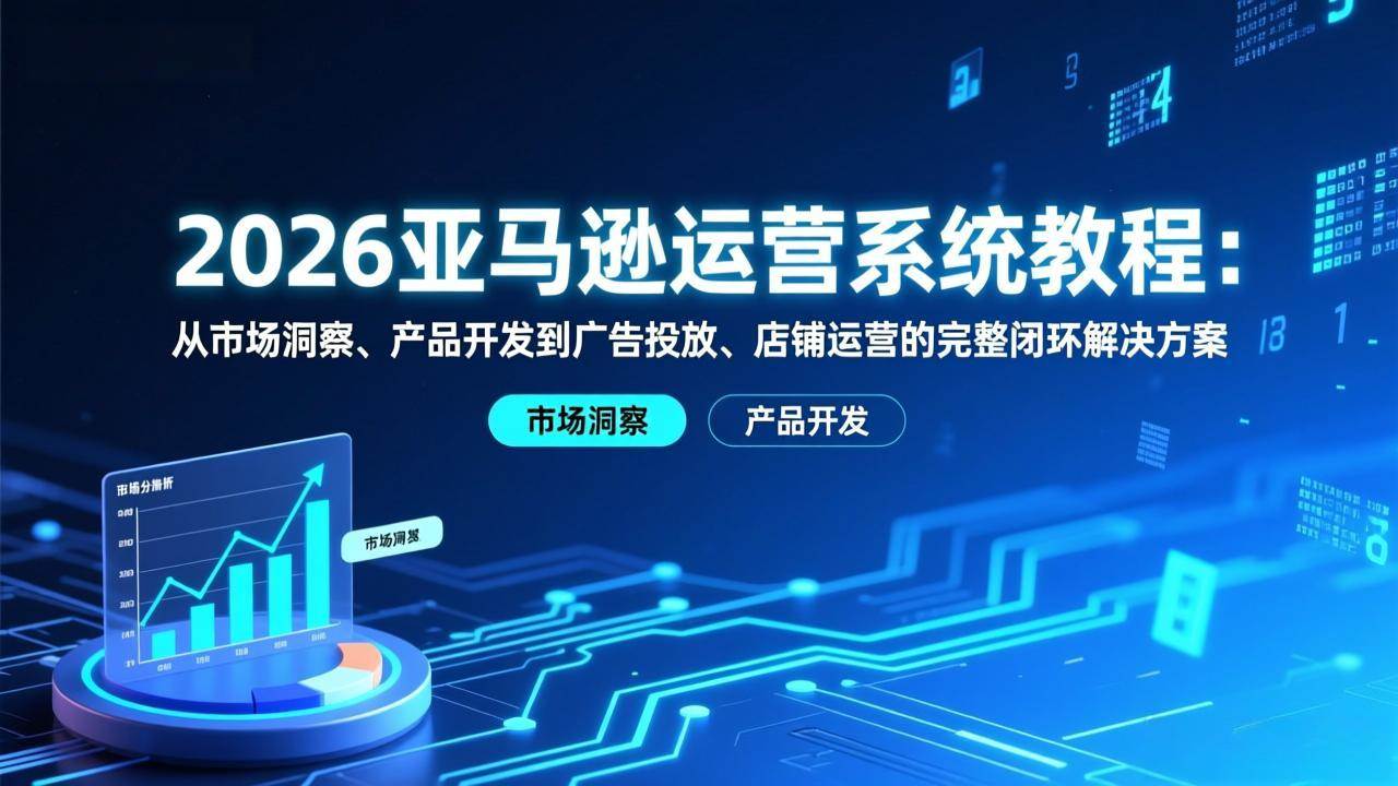 （17208期）2026亚马逊运营系统教程：从市场洞察、产品开发到广告投放、店铺运营的完整闭环解决方案 - 来及网络