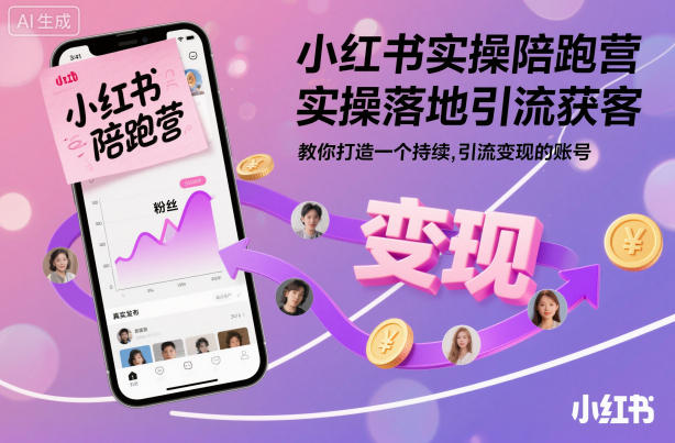 小红书实操陪跑营，实操落地引流获客，教你打造一个持续引流变现的账号 - 来及网络