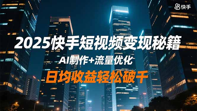 2025快手短视频变现秘籍，AI制作+流量优化，日均收益轻松破千 - 来及网络