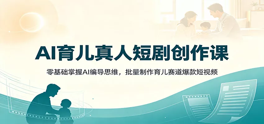AI育儿真人短剧创作课：零基础掌握AI编导思维，批量制作育儿赛道爆款短视频 - 来及网络