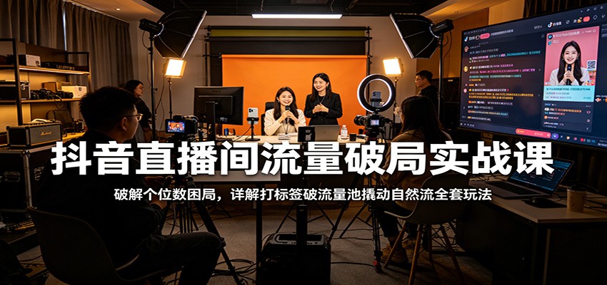 抖音直播间流量破局实战课：破解个位数困局，详解打标签破流量池撬动自然流全套玩法 - 来及网络