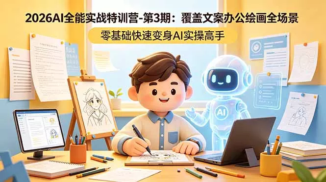2026AI全能实战特训营-第3期：覆盖文案办公绘画全场景 零基础快速变身AI实操高手 - 来及网络