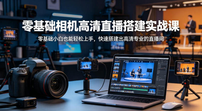 零基础相机高清直播间搭建实战课，小白也能轻松上手，快速搭建出高清专业的直播间 - 来及网络