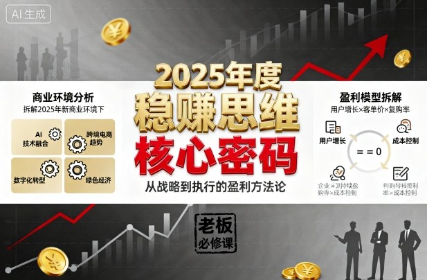 2025年度稳賺思维老板创业营，拆解2025年新商业环境下，企业实现持续盈利的核心密码 - 来及网络