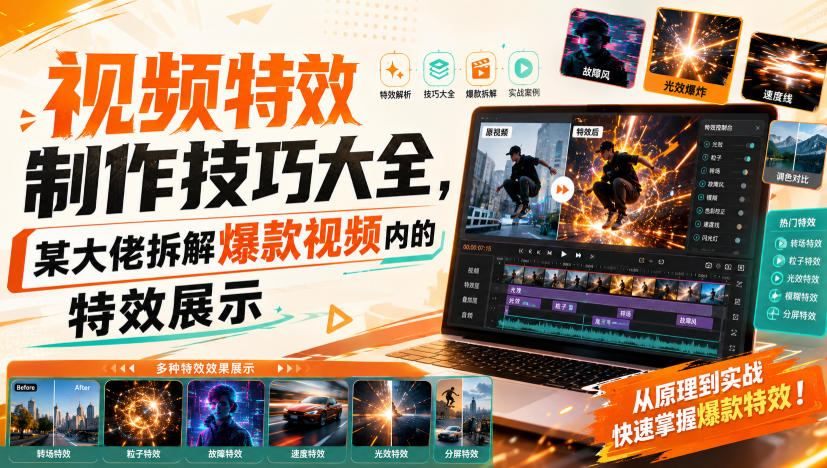 视频特效制作技巧大全，某大佬拆解爆款视频内的特效展示 - 来及网络