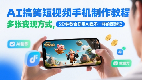 AI搞笑短视频手机制作教程，多张变现方式，5分钟教会你用AI做不一样的西游记 - 来及网络